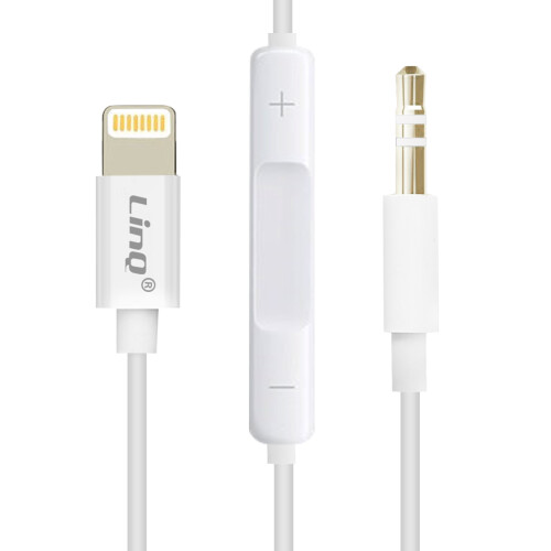 Cavo aux iPhone iPad iPod iPod a Jack 3,5 mm Telecomando LinQ bianco