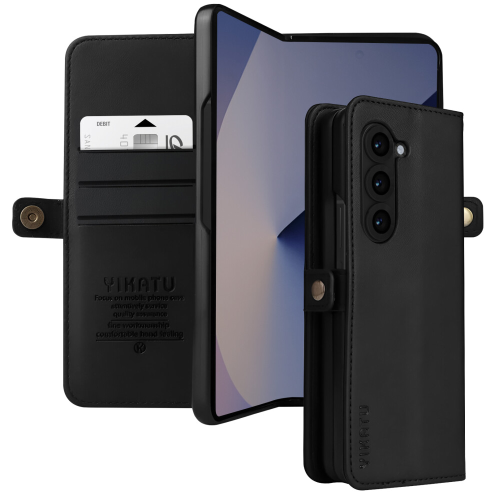 Avizar Case For Samsung Z Fold 6 Multifunction Flip Cover With Magnetic Tab, Black 3662428037135