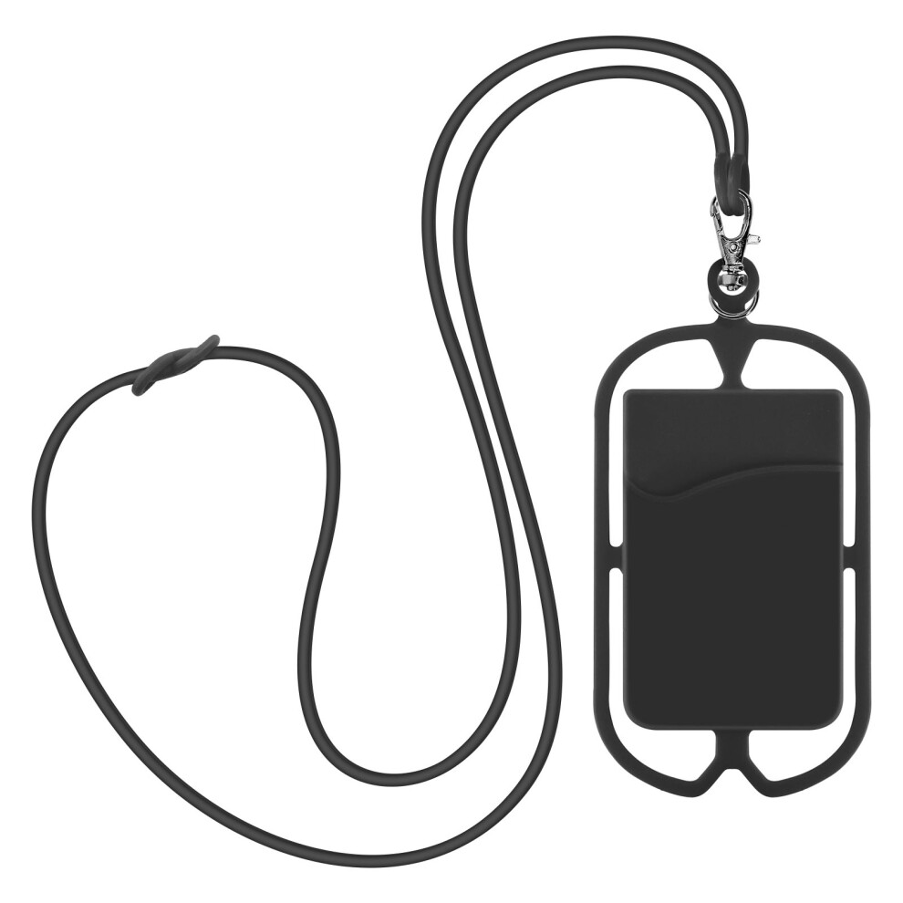 Avizar Universal Cord Case For Smartphone With Neckpouch Card Holder, Black 3662427825986