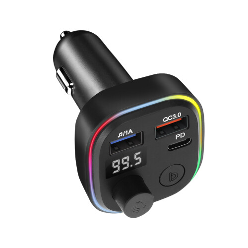 Trasmettitore FM Bluetooth con caricatore da auto USB QC 3.0 e USB-C 18W C2 nero 1