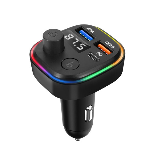 Trasmettitore FM Bluetooth con caricatore da auto USB QC 3.0 e USB-C 18W C2 nero