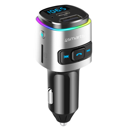 4Smarts Bluetooth FM-Transmitter mit Kfz-Ladegerät/Freisprecheinrichtung/Multimedia-Eingang