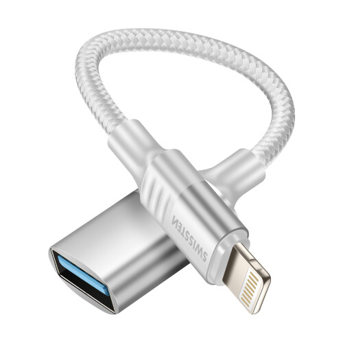 Swissten Adattatore OTG Lightning-USB per iPhone, Bianco