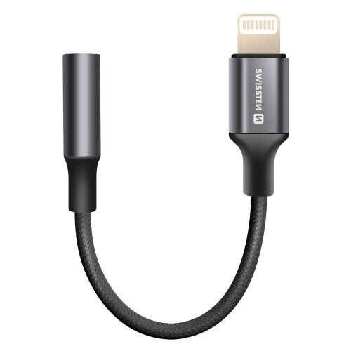 Swissten Lightning-Jack 3.5mm Audioadapter iPhone Schwarz 1