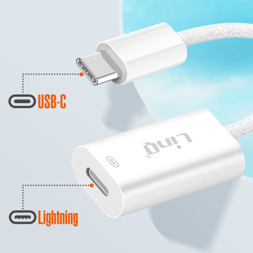 LinQ USB C to Lightning Rapid Charge Power 60W Delivery Adapter, White 2