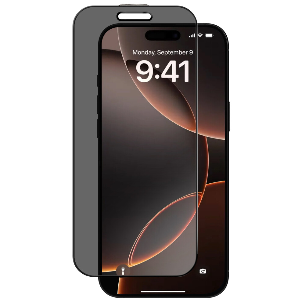 Avizar Tempered Glass For Iphone 16 Pro Max Anti-Spy 9H Hardness, Black 3662428072754