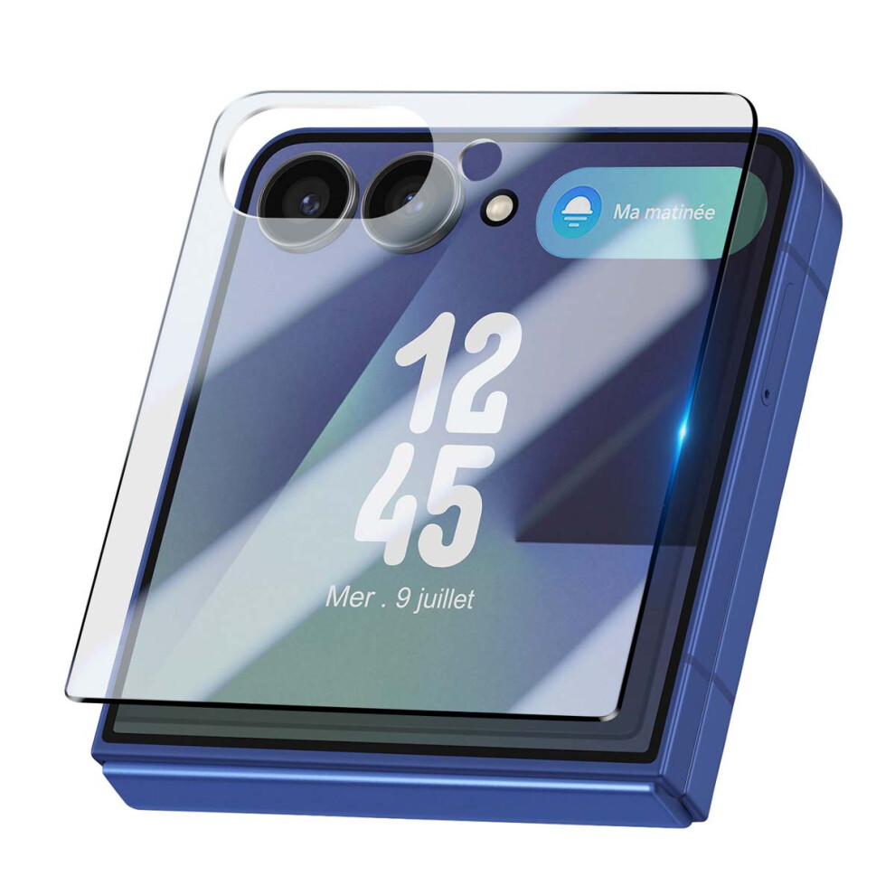 Avizar Tempered Glass For Galaxy Z Flip 7 5G Ultra Resistant External Screen Protection, Transparent Black 3662428214215