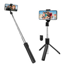 LinQ Selfie Pole with Extendable Tripod and Bluetooth Remote Control, Black