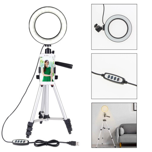 Treppiede Smartphone rotante a 360 LED integrati Altezza max 1m - Argento 1