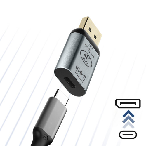 Videoadapter USB-C Buchse auf DisplayPort Stecker Kompaktes Design Grau 2