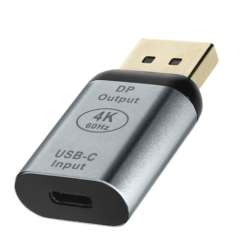 Videoadapter USB-C Buchse auf DisplayPort Stecker Kompaktes Design Grau