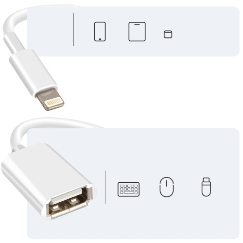 Avizar Adaptateur OTG USB vers Lightning Compact Portable 10cm Blanc 2