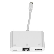 Lightning auf Ethernet / USB-A / USB-C Plug and Play Adapter Weiß