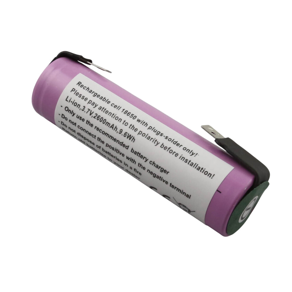 Avizar 18650 Li-Ion Battery Cell 3.7V 2600Mah 9.6Wh With Solder Tabs, Purple 3662428200867