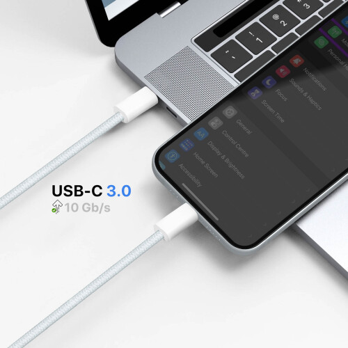 Apple Apple USB-C to USB-C Cable 60W Charge Sync Woven 1m Original, White 2