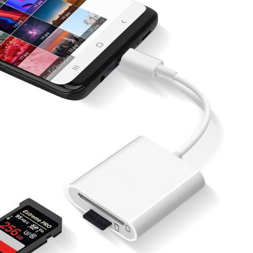 Lettore di schede universale per micro-SD / SD / TF, adattatore USB-C, bianco 2