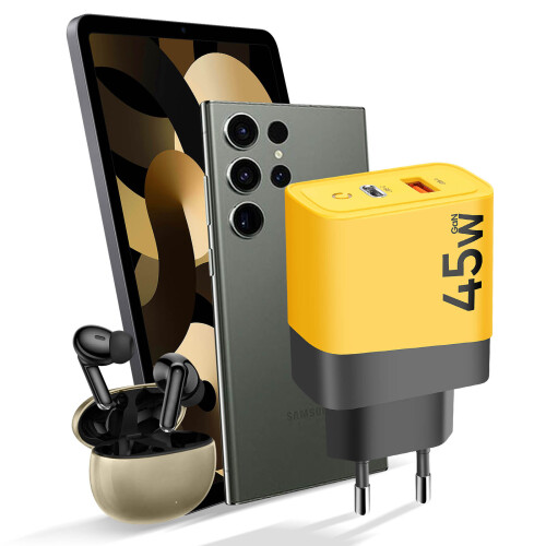 Tactical GaN Netzteil USB + USB-C 45W Microgrid Schwarz / Gelb 2