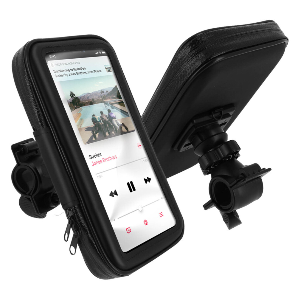 Smartphone Holder Handlebar Mount Waterproof Zippered Cover - Black 3662427444415