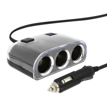 Avizar Regleta para encendedor coche 3 tomas cargador encendedor + 2 puertos USB