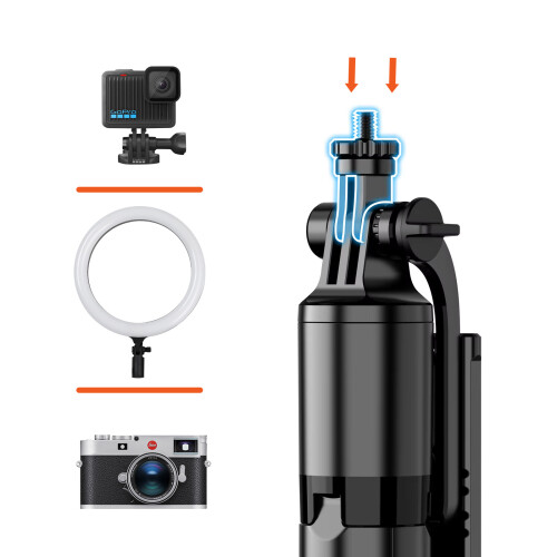 LinQ Extendable Bluetooth Selfie Pole with Stable Tripod Rotating Support, Black 2