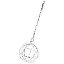 Ball Hanging Feeder Ball for Rabbits, Metal Silver Frame, Straw Bale Design, Pet Grass Toy for Small Animals