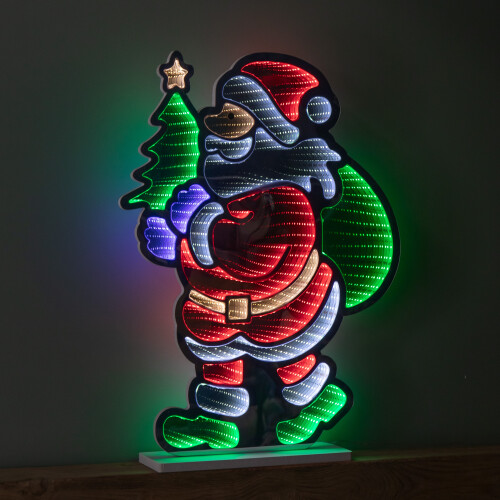 Premier 60cm Light up Standing Santa with Tree Christmas Infinity Light with Multi-Coloured LEDs