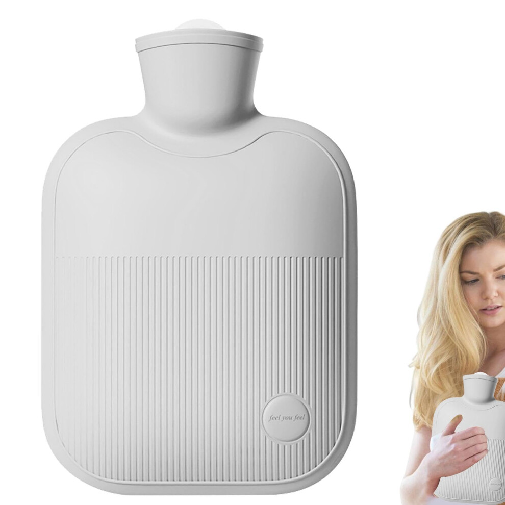 Large 1000ml Hot Water Bottle, Portable Heat Pack for Neck and Shoulder Relief, Coral Grey, Hand and Foot Warmer
