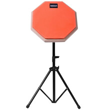 8-Inch Rubber Wood Practice Pad with Adjustable Stand, Silent Shock Absorbing Drum Pad for Beginners, Orange
