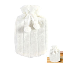 Soft Cover for Water Bottle 2 Litre Faux Plush Hot Water Bottle Cover Winter Warmer for Women Kids White
