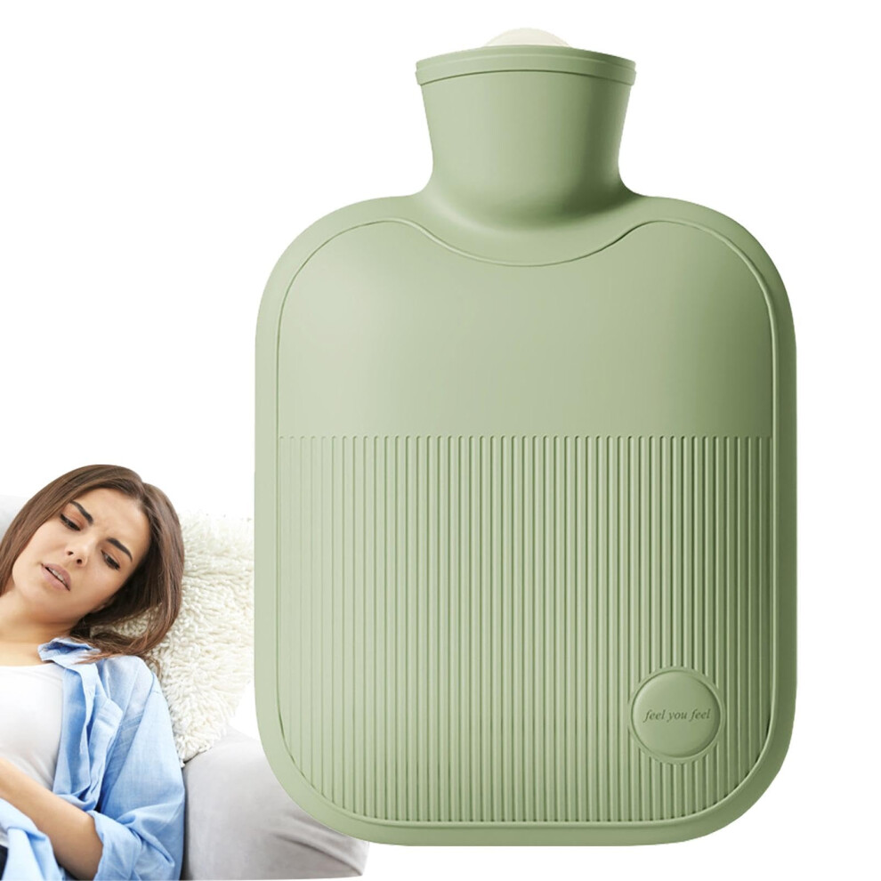 Large Hot Water Bottle 1000ml Reusable Heat Bag for Hand Foot Warmer and Neck Shoulder Relief Light Green Color