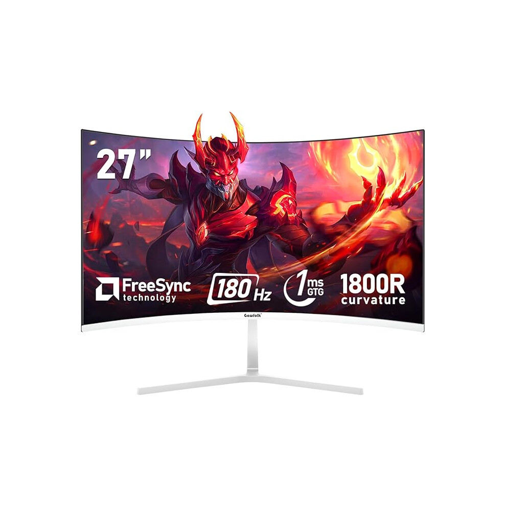 Gawfolk 27 Inch Pc Computer Screen,1800R Curved Gaming 180Hz Monitors 1234598766744