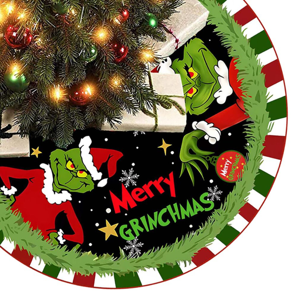 (48inch?122cm?) 36 Inch "Merry Christmas" Festive Character Tree Skirt, Large Tree Decor Mat for Holiday Party, Indoor and Outdoor Decorations-image-OPC-PK5ZPV2-NEW