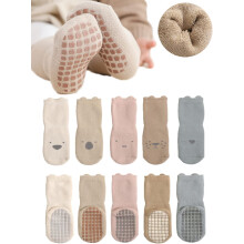 (3-5T) Baby Non-Skid Warm Thick Socks - Anti-Skid Grip Crew Slipper Socks for Newborns, Infants & Toddlers (Boys & Girls)