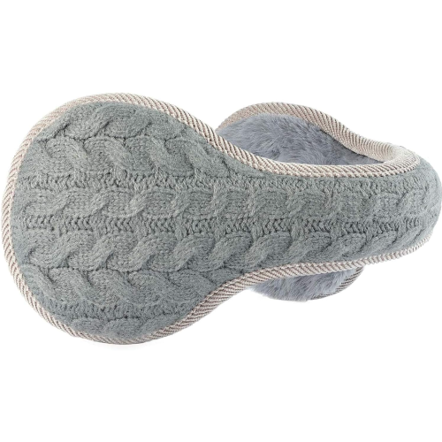 (Grey) Unisex Foldable Knit Ear Muffs - Winter Ear Warmers