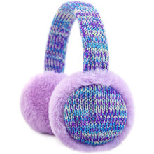 (Purple) Warm Furry Knit Ear Muffs for Kids - Ideal Outdoor Ear Covers for Girls Boys Babies & Toddlers