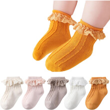 (3-5T) Baby & Toddler Girls Princess - Style Ruffle & Lace Flower Crew Socks