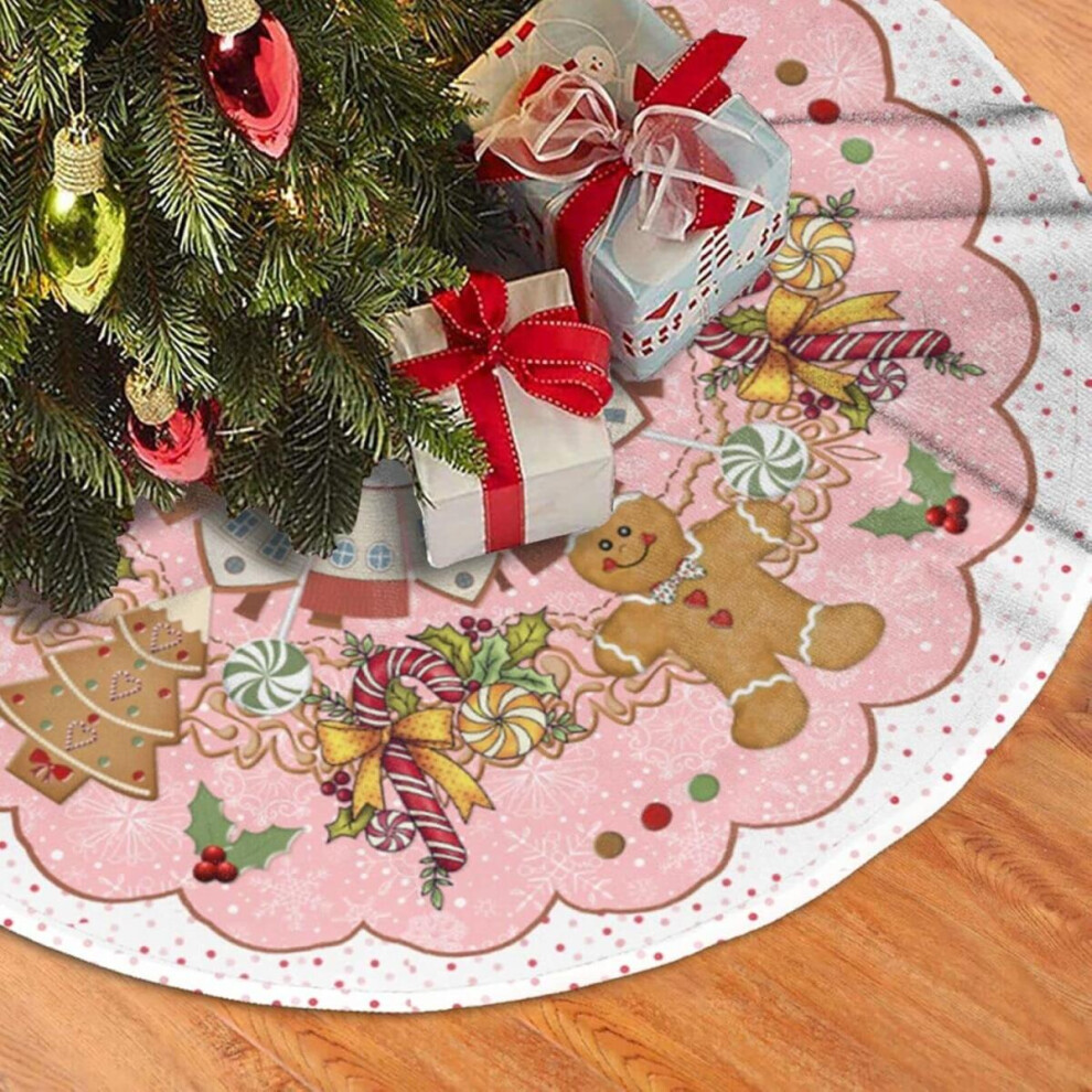 (48inch?122cm?) 36 Inch Gingerbread - Themed Christmas Tree Skirt, Festive Holiday Decoration with Gingerbread Men & Sweet Motifs for Xmas Decor-image-OPC-PK5ZQBC-NEW
