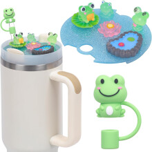 (Frog) Cup Lid & Tumbler Accessories Charms Fits 30oz & 40oz Tumblers with Silicone Straw Cover Caps