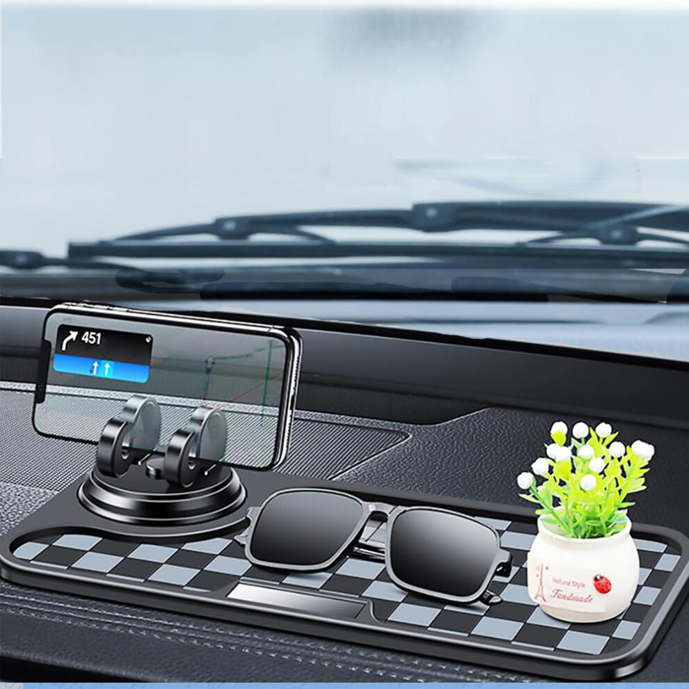 ( And Grey) Multifunction Car Anti-Slip Mat & Auto Phone Holder, 360 Rotating, Anti Skid, Sticky Dashboard Pad For Phones, Sunglasses, Keys, Blac Black/Grey 7778994955745