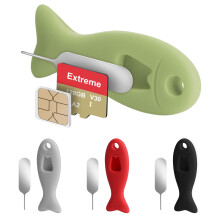 (colorful) 4 - Pack Multi - Color Fish - Shaped SIM Card Removal Tool Set with Built - in SIM Card Storage, Eject Pins Included, Compatible with iPhone and Other