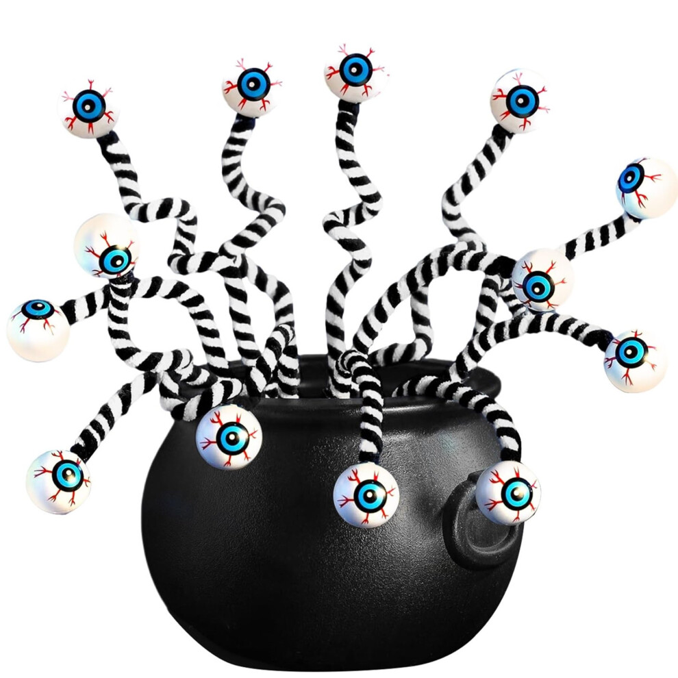(Black White Eyeballs) 12PCS 15 Inch Halloween Eyeballs Floral Picks, Realistic Creepy Branch Picks Ideal for Home Party, Trick or Treat Supplies, Eye-image-OPC-PK5ZQTB-NEW