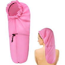 (Pink) Large Drawstring Shower Cap - Waterproof for Braids, Long Hair & Locs  Extra Long Bath Bonnet for Women & Men (Pink)