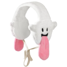 (White) Cute Tongue - Design Foldable & Adjustable Ear Muffs - Warm Winter Ear Covers for Cold Weather