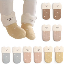 (3-5T) 5 - Pairs Baby Newborn Warm Thick Cartoon Socks - Winter Cozy Thermal Crew Socks for Girls & Boys (Infant/Toddler)