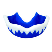 (blue and white color) Slim Fit Protective Sports Mouthguard, Impact Resistant Tooth Shield for Boxing MMA Hockey Basketball Martial Arts