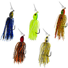 (3/8 Oz) Bladed Vibrating Jigs 5-Piece Set, Skirted Buzz Baits for Bass Fishing, 1/2 Oz Effective Weight, Multi-Color Options