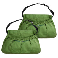 (2 PCS) Adjustable Harvest Apron with 4 Large Pockets for Fruit Picking, Weeding and Gardening Tasks, Olive Green.