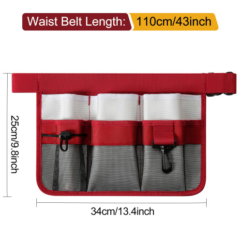 (Red) Adjustable Work Apron with 8 Pockets, Durable Tool Belt for Gardening Construction and Crafting, Blue. 2