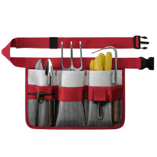 (Red) Adjustable Work Apron with 8 Pockets, Durable Tool Belt for Gardening Construction and Crafting, Blue.