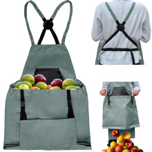 (Gray) Heavy Duty Gardening Apron with Quick-Release Pockets, Unisex Work Bib for Harvesting Planting and Outdoor Chores, Teal.
